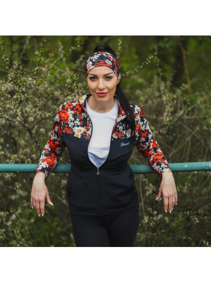 Čierna dámska mikina s makmi