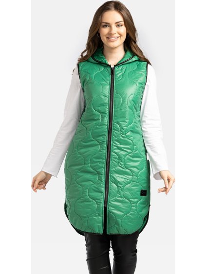Zelená ľahká dámska vesta s kapucňou