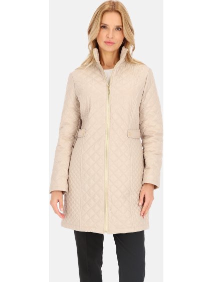 Svetlobéžová dámska prechodná bunda so stojačikom