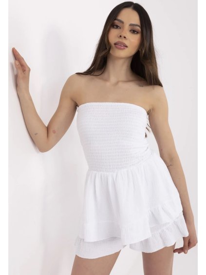 Biely dámsky mušelínový overal bez rukávov