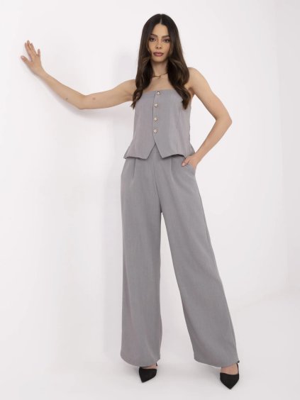 Sivý dámsky komplet s topom bez rukávov