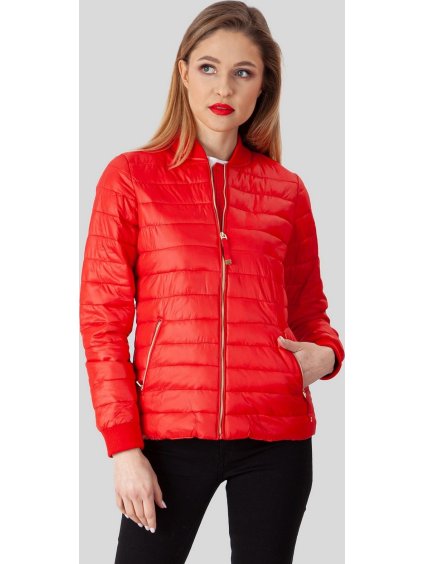 Červená dámska prešívaná prechodová bunda