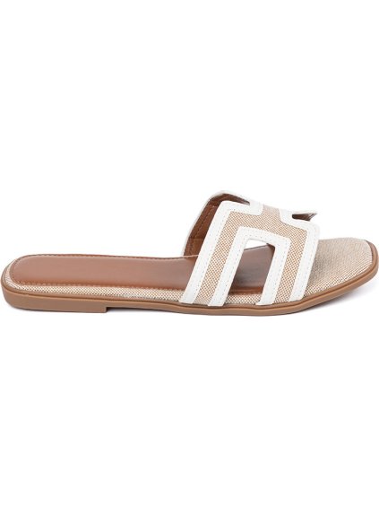 Biele dámske nazuváky na plochej podrážke