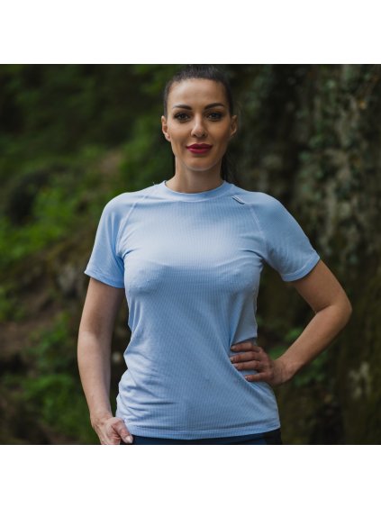 Svetlomodré dámske funkčné tričko s krátkym rukávom