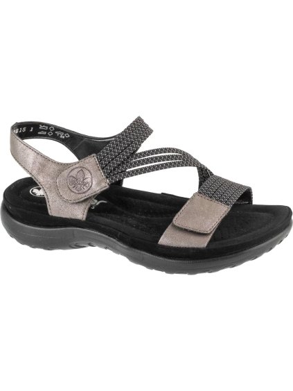 Sivo-čierne dámske sandále s pásikmi Rieker Sandals