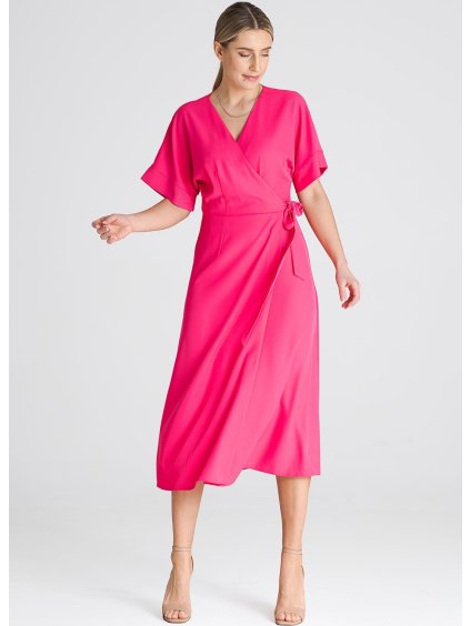 Tmavoružové zavinovacie midi šaty