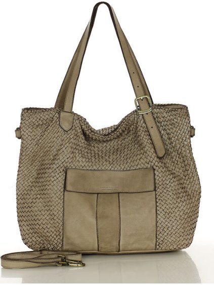 MARCO MAZZINI Velká béžová tkaná kabelka