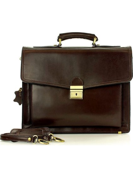 Kožená hnedá aktovka clasic LORIS