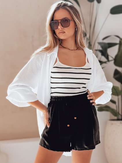 Čierne dámske látkové šortky so zaväzovaním RELAX TIME