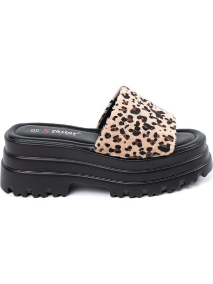 Dámske nazuváky na platforme so zvieracím vzorom