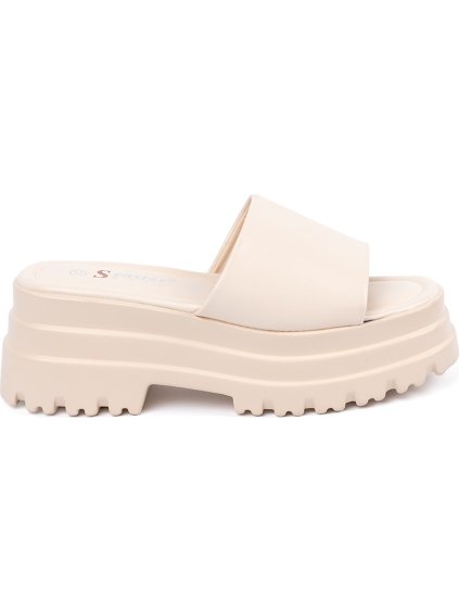 Svetlobéžové dámske nazuváky na platforme