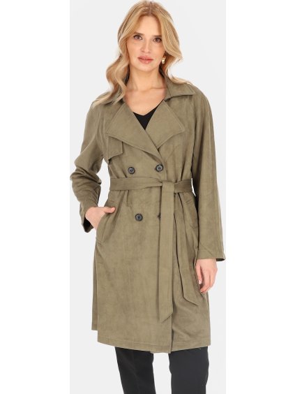 Khaki dámsky dvojradový kabát