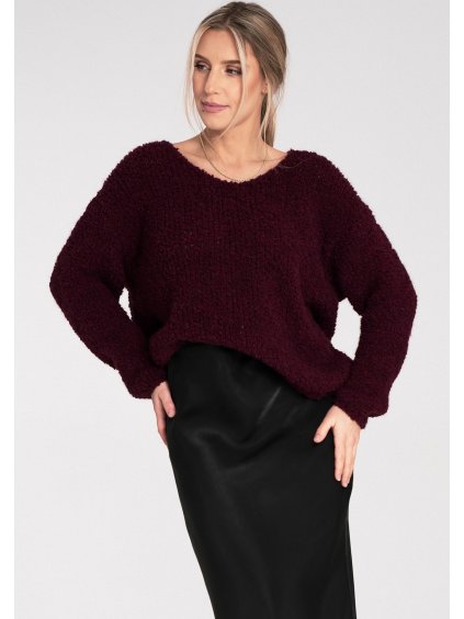 Dámsky vínový sveter s dlhými rukávmi