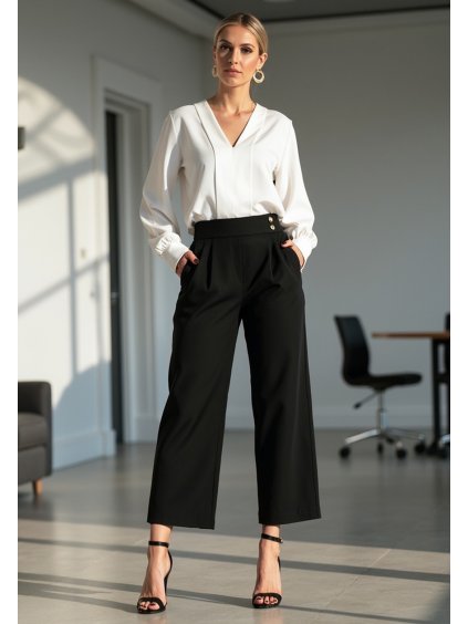 Čierne dámske elegantné rovné nohavice