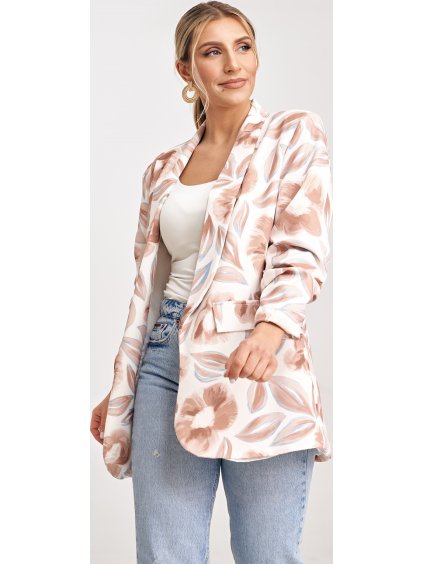 Dámsky smotanový blejzer s kvetinovým vzorom