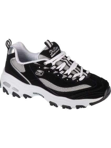 Čierne kožené tenisky na platforme Skechers D'Lites - Roam Around