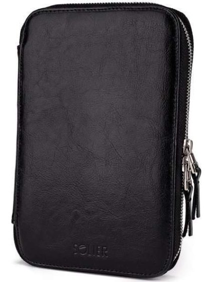 SOLIER Čierny kožený organizér
