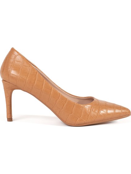 Tmavobéžové lodičky na tenkom podpätku, podpätok 7 cm