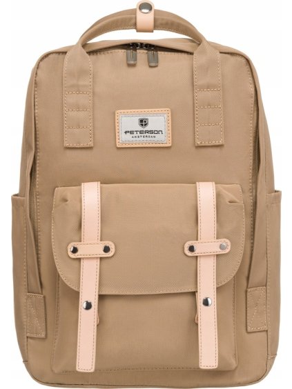 Peterson Tmavobéžový mestský batoh s vreckom