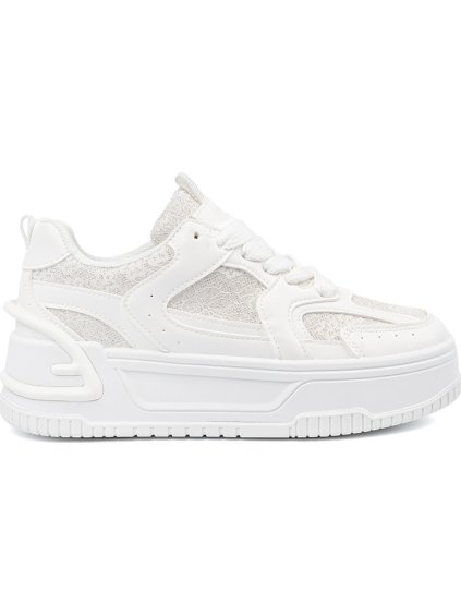Biele dámske sneakersy s čipkou