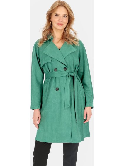 Zelený dámsky dvojradový kabát