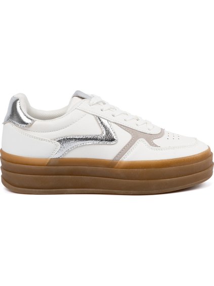 Dámske biele sneakersy so striebornými vsadkami