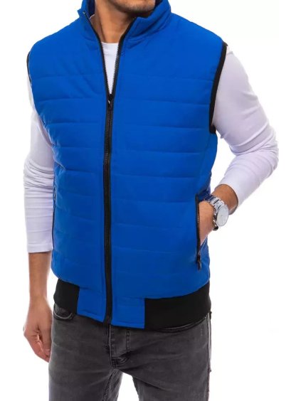 Modrá pánska prešívaná vesta