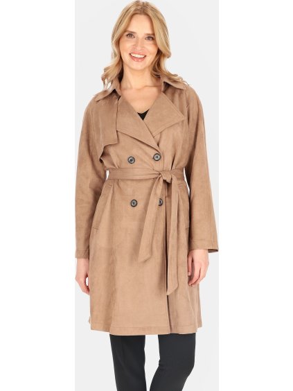Svetlohnedý dámsky dvojradový kabát