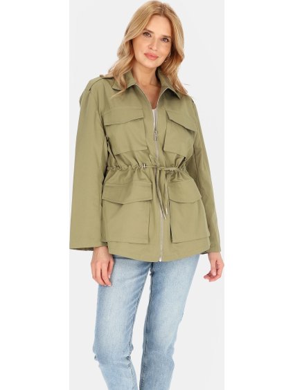 Khaki ľahká dámska parka na zips
