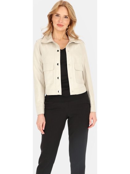 Svetlosivá dámska bunda s jemným saténovým leskom