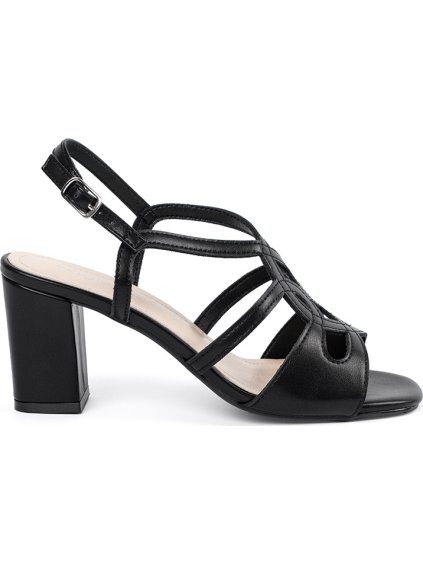 Čierne dámske sandále na podpätku, podpätok 7,5 cm