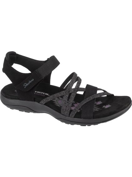 Čierne dámske športové sandále Skechers Reggae Slim - Meadow Grazer