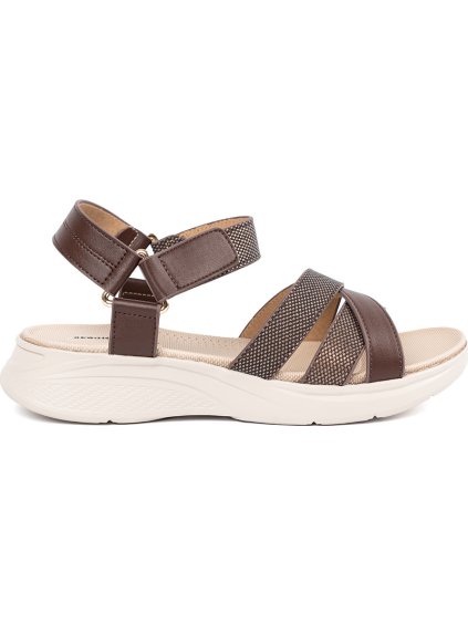 Dámske hnedé sandále na bielej platforme