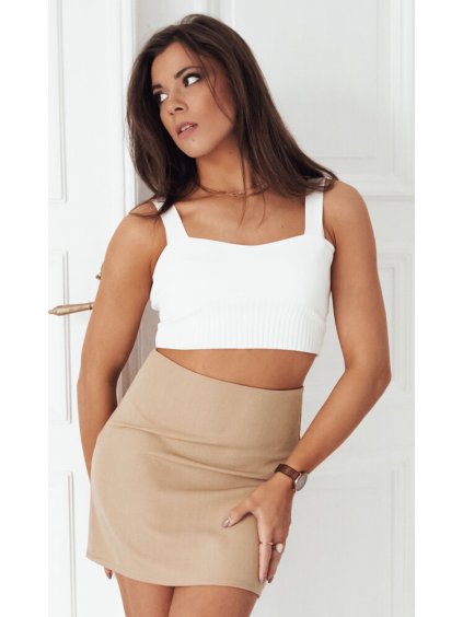 (Veľ. L) Tmavobéžová mini sukňa CYNDY