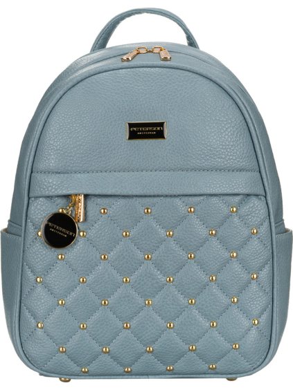 Peterson Módny modrý prešívaný dámsky batoh so zlatým kovaním