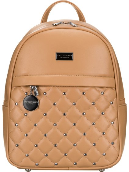 Peterson Módny béžový prešívaný dámsky batoh so strieborným kovaním