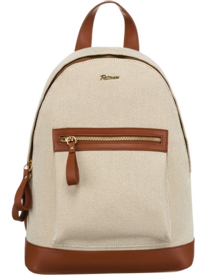 Peterson Béžovo-hnedý dámsky batoh z kože a plátna