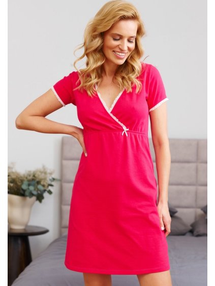 Tmavoružová dámska tehotenská/dojčiaca košeľa Doctor Nap