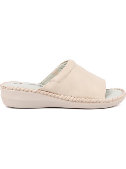 Svetlobéžové dámske nazuváky s koženou stielkou