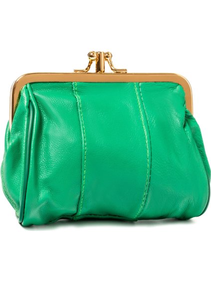 Štýlová zelená kožená peňaženka s retro sponou N085