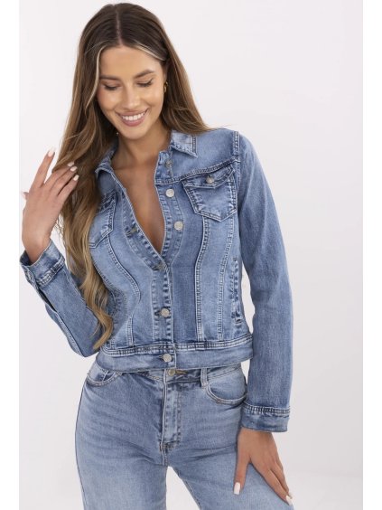Dámska džínsová bunda s vreckami HM-KR-M700.12-blue (Veľkosť S)