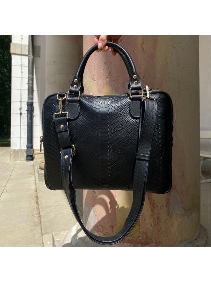 Solier Čierna aktovka/taška na notebook so vzorom