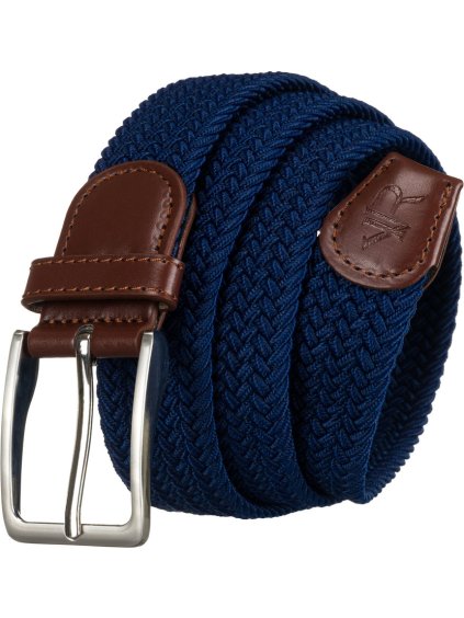 Rovicky Tmavomodrý pletený opasok so striebornou sponou