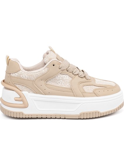 Béžové dámske sneakersy s čipkou