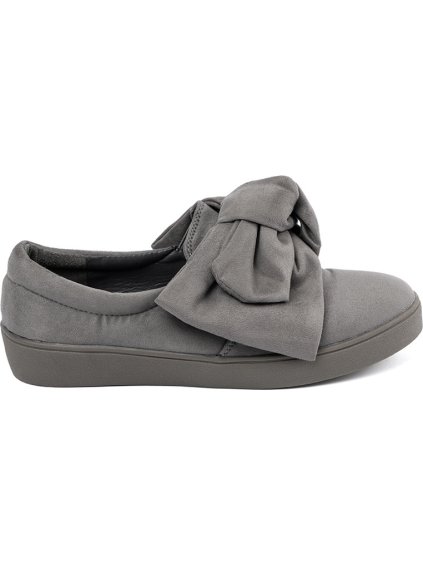 Sivé dámske nazúvacie tenisky s mašľou