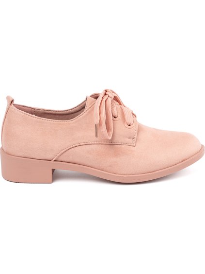 Svetloružové dámske poltopánky s viazaním