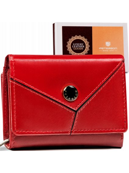 Peterson Stredná dámska červená dámska kožená peňaženka Y336