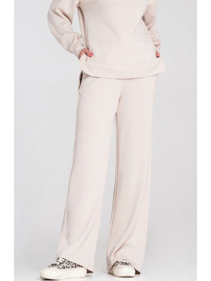 Smotanová dámske široké tepláky s viskózou