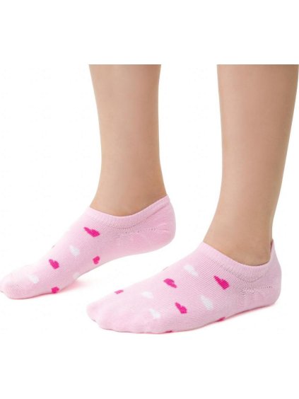 Ružové dievčenské bambusové ponožky so srdiečkami Art.148