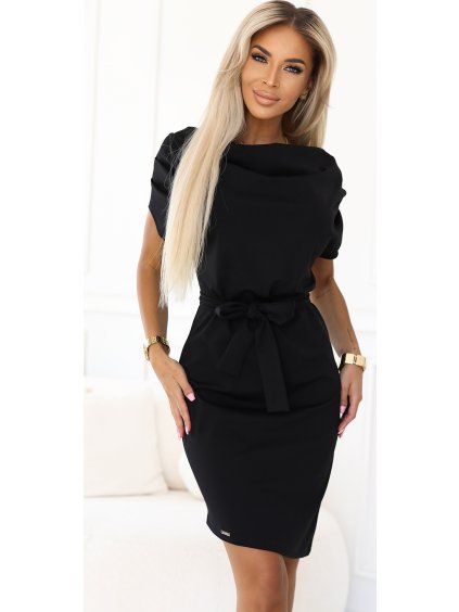 Čierne šaty s asymetrickou sukňou CAMILA